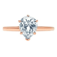 1. CT sjajan krug Clear Simulirani dijamant 18K ružičasto zlato pasijans prsten sz 8.5