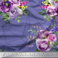 Soimoi pamučni poplin trokut, lišće i ruža cvijeće tiskano šivanje tkanine dvorište široko