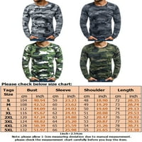 Rejlun muške T majice Crew izrez The CAMO Print majica Basic bluza Casual Sport Pulover Black S