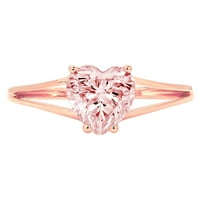 1. CT Sjajno srce Clear Simulirani dijamant 18K 18K ružičasto zlato Solitaire prsten SZ 5.5