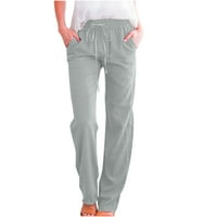 Airpow Clearsance Moda Žene Ležerne prilike pune boje elastične hlače Ravne široke noge pantalone hlače