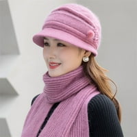 Visland Set Women Hat šal rukavice, modna casual puna boja mekani ugodno pleteno jesen zima ručni otvor