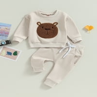 Outfit za bebe padalice s dugim rukavima izveze za vez i džepne hlače postavljaju topla odjeću za mališane