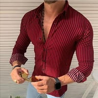 Muška vrhova - ovratna bluza s tankim prugastim dugim rukavima, za proljeće jesen crveno m