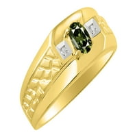 Muški prstenovi žuto pozlaćeno srebro klasik nugget 6x ovalni dragulj i originalni dijamantni prsten