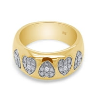 0. Carat okrugli rez bijeli prirodni dijamantski vjenčani prsten za naglašavanje srca u 14k žuto zlato
