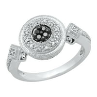 Dazzlingrock kolekcija 0. Carat okrugli crno-bijeli dijamantni prsten za uključivanje za žene u srebru