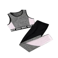 IEFiel Kids Girls Workout Trčanje Sportski odijelo Postavite široke kaiševe vrhovi sa gamašima Activewear