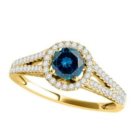 Mauli dragulji za angažman prstenje za žene 1. Carat Halo Split shank plavi dijamantni angažman vjenčani