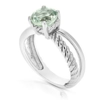 0. CTTW zeleni ametist prsten. Sterling srebrna sa rudom okrugle oblike Veličina odraslih osoba