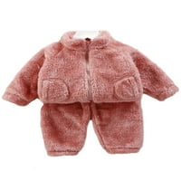 Leuncero novorođenčad zimski set puni zip vrhovi + kratke hlače obložen odijelo za kućne haljine ružičaste