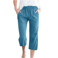 Giligiliso ženske povremene čvrste boje elastične labave hlače ravno široke pantalone za noge sa džepom