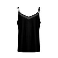 Žene ljetne modne modne vrhove Kamisole za šivanje tanki V izrez bez rukava s puniom boje TOP TOP Black