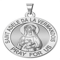 Saint Adele de la vermandois Površina medalja četvrtine -Solid 14k bijelo zlato