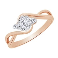 Okrugli rezani bijeli prirodni dijamantski zaobići cvjetni prsten u 10K ružin zlatne prstene veličine-13,5