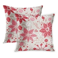 Botanički cvjetni božićni uzorak crveni poinsettia cvijet bobica svijetli slavi jastučnice za jastuk