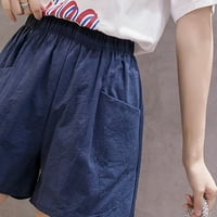 Gloriia Plus Shorts za žene pamučne posteljine široke pješačke kratke hlače Plus veličina casual potez
