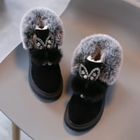 CETHRIO Girls Flats Cipele na čišćenju 2-9 godina crne zimske cipele za toplu veličinu 12