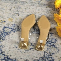 Homodles ženske sandale - Chunky Heel Crystal Srednja potpetica na sandale za čišćenje zlata veličine