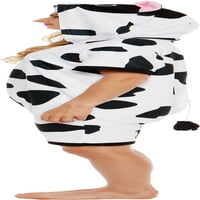 Srebrni kravlje krave kratkih rukava pliša za odrasle za odrasle jedno ljeto Cosplay kostim