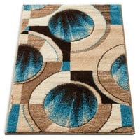 Bunar tkani sunčanica plava, bež, smeđi moderni geometrijski udobni casual ručno izrezbareni prostirki