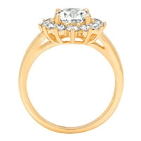 2. CT sjajan ovalni rez prozirni simulirani dijamant 18k žuto zlato halo pasijans sa accentima prsten