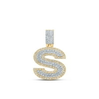Diamond Queen 10KT dvotonski zlatni mens okrugli dijamant s početnim slovom Privjesak CTTW