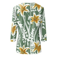 Hanas ženske ljetne modne majice, tri četvrtine rukava za cvijeće za pulover okruglog vrata, dnevna