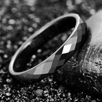 Tungsten karbidni prsten za muškarce Žene Black Polirani fasetirani vjenčani band Udobnost veličine