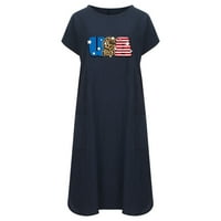 Lovskoo Ženske dame 4. jula vrhovi američke zastave zvijezde Top sunčeve haljine Sunčeve pamučne i posteljine