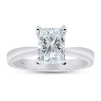 Princeza Cut Moissite laboratorija kreirala je dijamantski zaručnički prsten u 14K bijelom zlatu preko