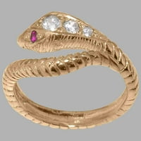 Britanci napravili 18k ružičarski zlatni ženski prsten prirodni dijamant i rubni prsten za rub - Opcije veličine - veličine 7.5