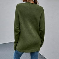 Džemper za žene s dugim rukavima pulover u vratu V izrez