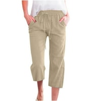 Ženske hlače odobrenje moda Žene Ležerne prilike pune boje elastične hlače ravno širom nogu pantalone