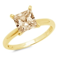 2.5ct princeze rez smeđi prirodni morgatit 14k žuti zlatni angažman prsten veličine 7.5