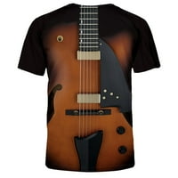 Smeđe majice Muška fashonska gitara 3D tiskana majica Cool ljetne kratke rukave tees vrhovi