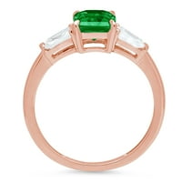 2. CT Sjajni smaragdni rez prozirni simulirani dijamant 18k ruža zlato Trobotan prsten s 7