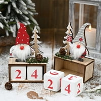 Gnome Božićni drveni odbrojani sudski kalendar - Božićni kalendari radne površine sa skandinavskom Santa