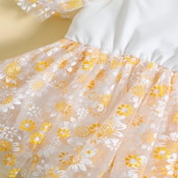 Dojenčad za bebe Girl Romper haljina suncokreta Ispiši kratki lisni rukav čipke MESH patchwork skakači