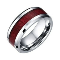 Xinqinghao Par prsten od drveta Zrno titanijum čelične srce Tri sloja zvonaste prstena B b