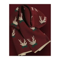 Hirigin Božićni pleteni šal za žene muškarci, elk božićno drvce Ispis toplo proširene duge zimske tople