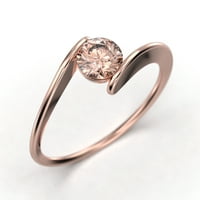 Prekrasan pasijans Carat Round Cut Morgatite Jedinstveni zaručnički prsten, klasični vjenčani prsten