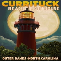 FL OZ Keramička krigla, vanjske banke, Sjeverna Karolina, Currituck Beach Lighthouse and Moon, Perilica