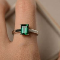 MOM Poklon 14k bijelo zlato Prirodni smaragdni prsten može pisati za vjenčani prsten za vjenčanicu za