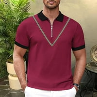 Muške majice kratkih rukava Golf majica Solid Color Contrast vanjska ulica, Vino, XL