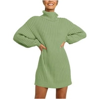 Aloohaidyvio Terra i Sky džemperi za žene, modne žene Čvrsti džemper s dugim rukavima haljina turtleneck