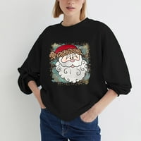 Ženski božićni pulover casual labav dugih rukava s dugim rukavima dukserica Slatka grafičkih majica