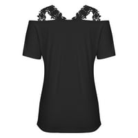 Njoeus seksi vrhovi za žensku odjeću za žene kratki rukav modni ženski ljetni V-izrez casual čipkasti