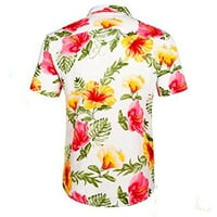 CLLIOS muške cvjetne tiskane havajske majice Ljeto rever gumb dolje majica Redovna fit skraćenica za