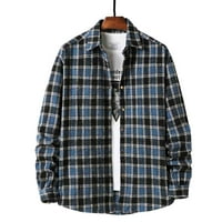 Flannel majice za muškarce modni casunski gumb dolje ploče majica revans collar Redovna fit plairana